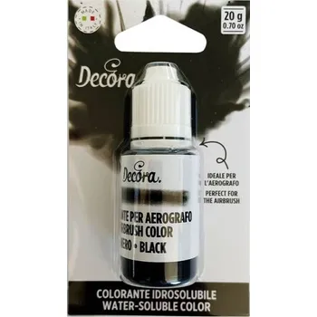 Přisada na vaření a pečení Decora, Itálie Airbrush barva tekutá black 20g - Decora | Cukrářské potřeby