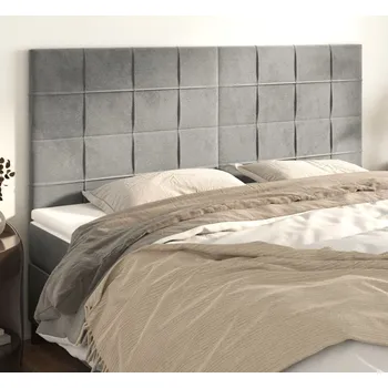 Čelo postele 4 ks světle šedé 100 x 5 x 78/88 cm samet - 8720287242628