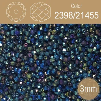 Módní doplněk Korálky BROUŠENÉ 3mm. Barva 2398/21455 neprůhledná s pokovem. Balení 150Ks.