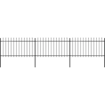 Zahradní plot s kopím nahoře ocelový 537 x 100 cm černý - 8719883710341