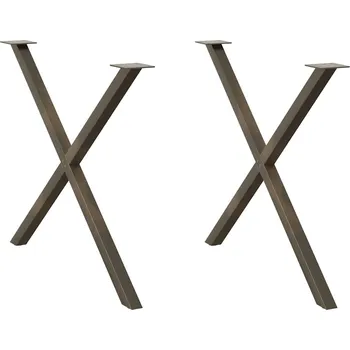Jídelní stůl Nohy k jídelnímu stolu ve tvaru X, 2 ks, přírodní ocel, 90 x (72-73) cm, ocel - 8721158315878