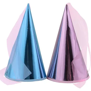 Party dekorace Espa Princeznovská párty čepice se závojem – metalická 1 ks