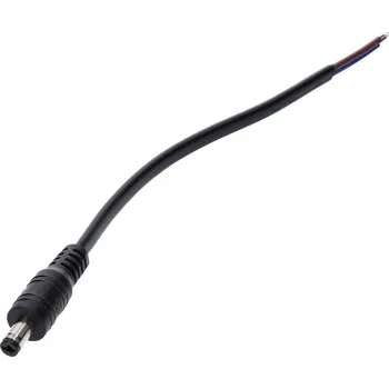 DC konektor 5.5x2.1 5A, černý kabel, délka 5 cm, 18AWG