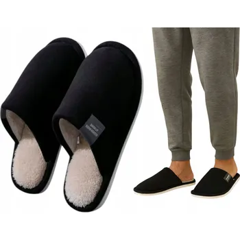 Pánské pantofle Papuče černé 42-43 zimní teplé, zateplené, pohodlné, měkké, domácí