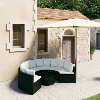 Zahradní sestava 7dílná zahradní sedací souprava s poduškami polyratan černá - 8720286291429