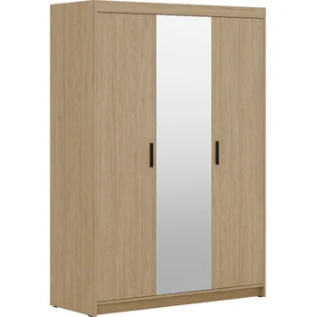 Šatní skříň Skříň se zrcadlem 3D olejovaný dub, 133 x 191 cm