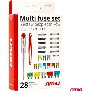 Autopojistky Amio 03036 Sada autopojistek s testerem a chapadlem
