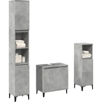 Koupelnový nábytek 3dílný set koupelnového nábytku betonově šedý kompozitní dřevo - 8721158661814