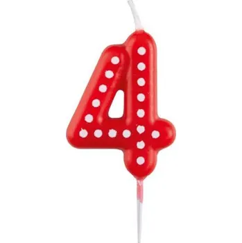 Přisada na vaření a pečení Narozeninová svíčka 6,5cm s puntíčky číslo 4 MIX barev - Amscan | Cukrářské potřeby