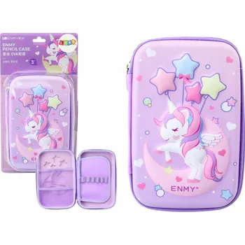 Penál VELKÝ ŠKOLNÍ PENÁL 3D JEDNOROŽEC PROSTORNÝ VYSTUŽENÝ ORGANIZÉR POUZDRO