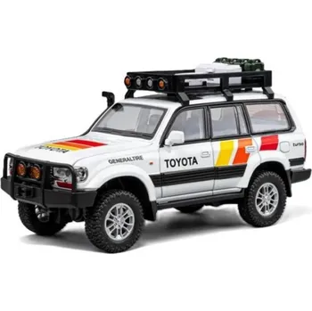 autíčko Toyota Land Cruiser 80 kovový model hračka na baterie světla zvuk 1:24 Bílá