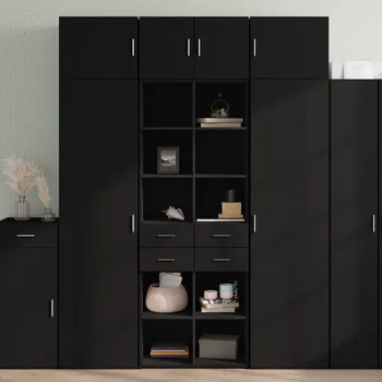 Příborník do zásuvky Skříň highboard černá 70 x 42,5 x 185 cm kompozitní dřevo - 8721102655524