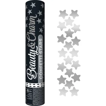 Konfeta Konfety vystřelovací hvězdy sříbrné 30 cm
