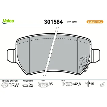Brzdová destička Sada brzdových destiček, kotoučová brzda VALEO 301584