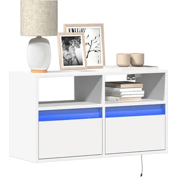 Televizní stolek Nástěnná TV skříňka s LED osvětlením bílá 80 x 31 x 45 cm - 8721102968921