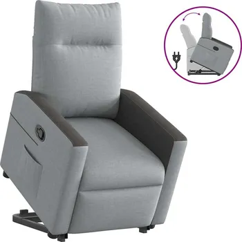 Křeslo Zvedací polohovací křeslo světle šedé textil - 8721158644220