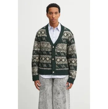 Dámský svetr Kardigan s příměsí vlny Daily Paper Pattern Check 2521126 zelená 78X, vel. M