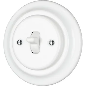 vypínač VINTAGE vypínač číslo 1 bílá páčka kulatá komplet K1-R110B keramika