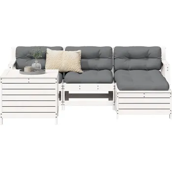 Zahradní sestava 5dílná zahradní sedací souprava bílá masivní borové dřevo - 8721012894723