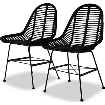 Jídelní židle Jídelní židle 2 ks černé přírodní ratan - 8718475568865