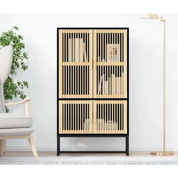 Příborník do zásuvky Highboard černý 70 x 35 x 125 cm kompozitní dřevo - 8720845726522