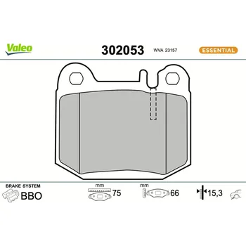 Brzdová destička Sada brzdových destiček, kotoučová brzda VALEO 302053
