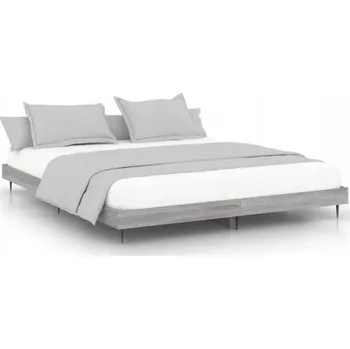 Postel Rám postele 203x143x20 cm šedý dub sonoma s kovovými nožičkami