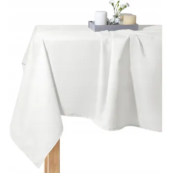 ubrus UBRUS BÍLÝ PLÁTĚNÝ NA STŮL 140x280 CM, VODĚODPUDIVÝ, DEKORATIVNÍ