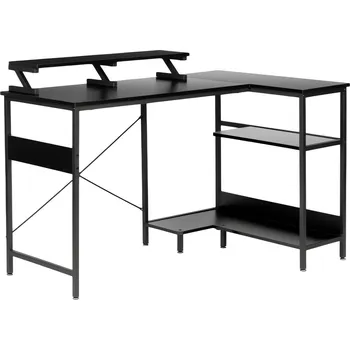 Psací stůl ModernHome PJJCT0140 Rohový psací, počítačový stůl, 120 x 80 x 80 cm, černý