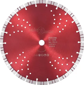 Řezný kotouč Diamantový řezací kotouč turbo s otvory ocel 300 mm - 8718475718383