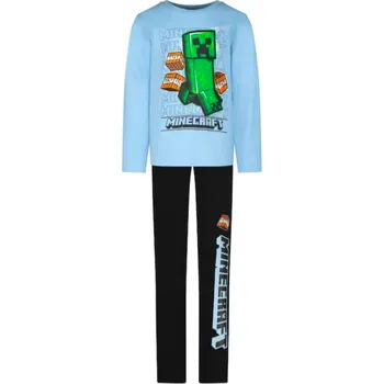 Chlapecké pyžamo Minecraft pyžamo Creeper světle modré dlouhé dětské Velikost pyžama: 10 let (140 cm)