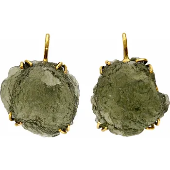 Náušnice Vltavín Moldavite Zlaté náušnice s vltavíny P26 0011