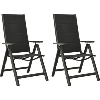 Zahradní sestava Skládací zahradní židle 2 ks textilen a hliník černé - 8720286108369