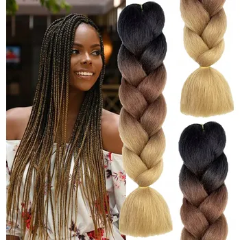 Příčesek Syntetické vlasy na copánky Ombre Přírodní Černá Hnědá Blond #ACM43