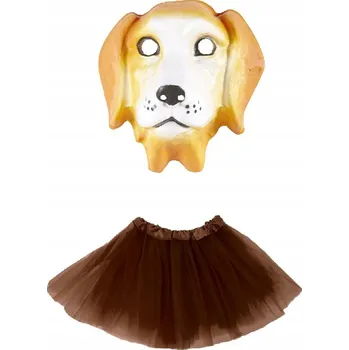 Karnevalový kostým SUPER sada Kostým Pejsek Psa TuTu Hnědá 30cm Maska 2el MK613