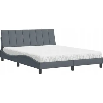 Postel Postel s matrací 160x200 cm, tmavě šedá, samet, 3vrstvá matrace