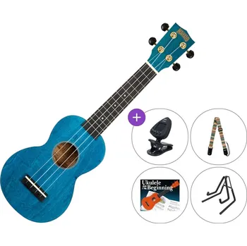 Ukulele Mahalo MS1TBU SET Transparent Blue Sopránové ukulele