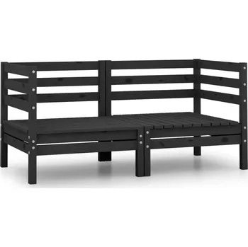 Zahradní pohovka Zahradní rohové pohovky 2 ks černé masivní borové dřevo - 8720286659007