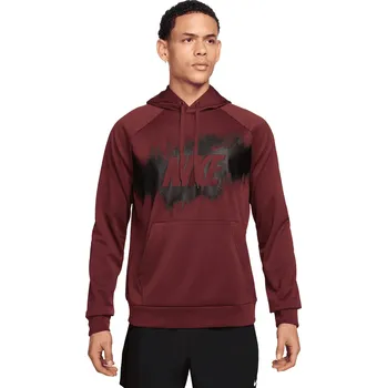 Pánské oblečení Pánská zateplená tréninková mikina s kapucí NIKE-M NK TF FLEECE PO HD GFX DARK TEAM RED Červená M