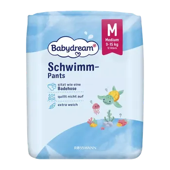 Plenkové kalhoty Babydream Plenkové kalhotky do vody 9–15 kg, vel. M 12 ks