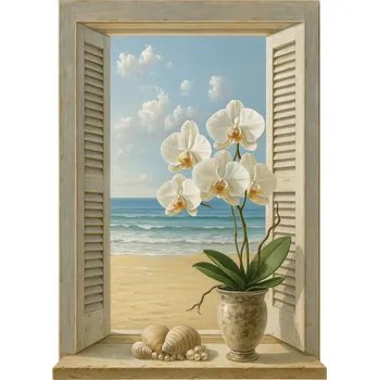 Obraz Samolepící Nálepka Vyřezávaná Podle Obrysu 3D Efekt 94x130 cm Mořské okno