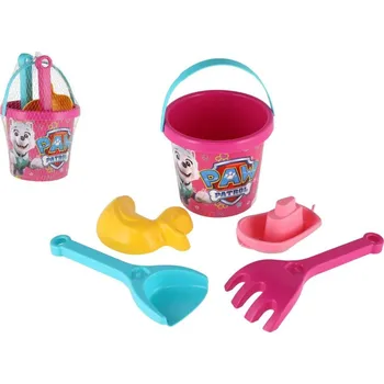 Hračka na písek Sada na písek 5ks plast Paw Patrol/Tlapková patrola růžová v síťce 12m+ Wader