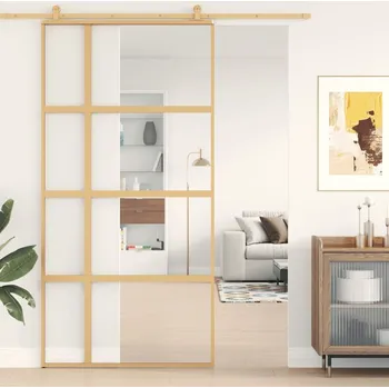 Interiérové dveře Posuvné dveře zlaté 102,5 x 205 cm čiré ESG sklo a hliník - 8721012120280