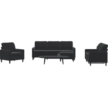 Pohovka 4dílná sedací souprava s poduškami černá samet - 8721102603570
