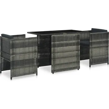 Zahradní sestava 3dílný bistro set s poduškami polyratan šedý - 8719883746043