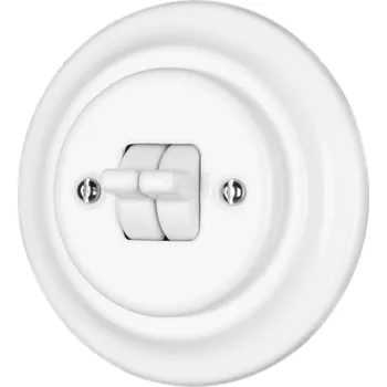 vypínač VINTAGE vypínač číslo 5B (6+6) bílá páčka kulatá komplet K1-R220B keramika