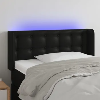 Čelo postele s LED černé 83 x 16 x 78/88 cm umělá kůže - 8720287299523