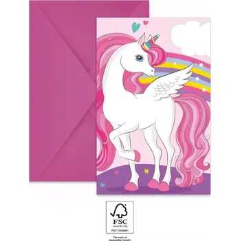 Pozvánka Pozvánky a obálky Kouzelný jednorožec 6ks