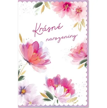 Ditipo Blahopřání K - Krásné narozeniny (růžové květy) 6890628