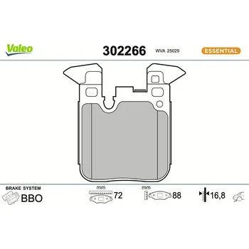 Brzdová destička Sada brzdových destiček, kotoučová brzda VALEO 302266